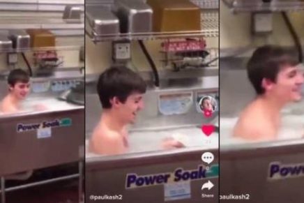 Un joven fue despedido por bañarse en el fregadero del restaurante donde trabajaba