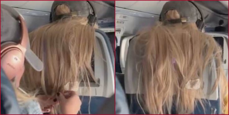 Por taparle la pantalla, mujer le pegó un chicle en el cabello a una pasajera en pleno vuelo