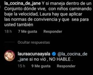 Laura Acuña se enojo con un vecina que le invito a respetar las normas de convivencia
