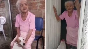 Abuelita de 92 años enternece en redes al reencontrase con su amada mascota