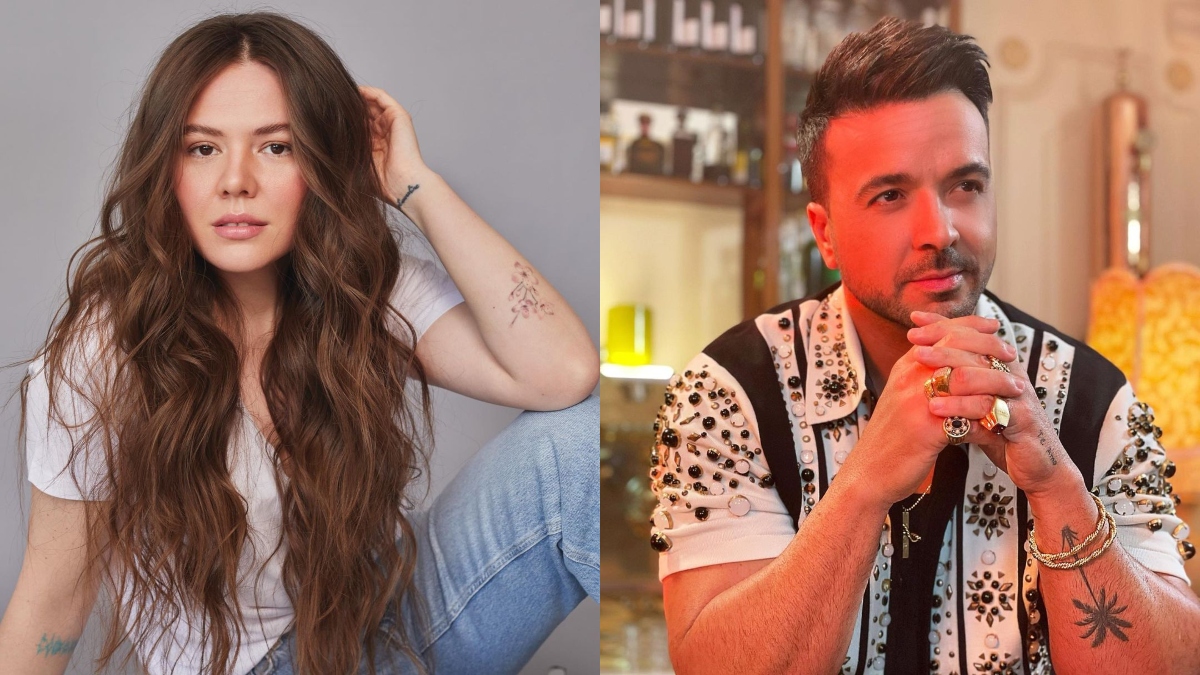 Joy Huerta y Luis Fonsi en evento de Disney