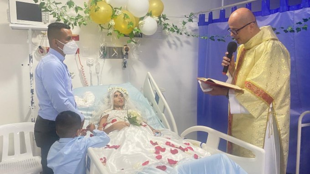 ¡Emotivo! Futbolista se casó con su novia con cáncer en hospital de Neiva