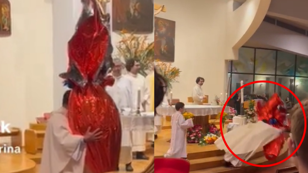 Sacerdote dañó estatua religiosa en plena misa; así fue el accidente