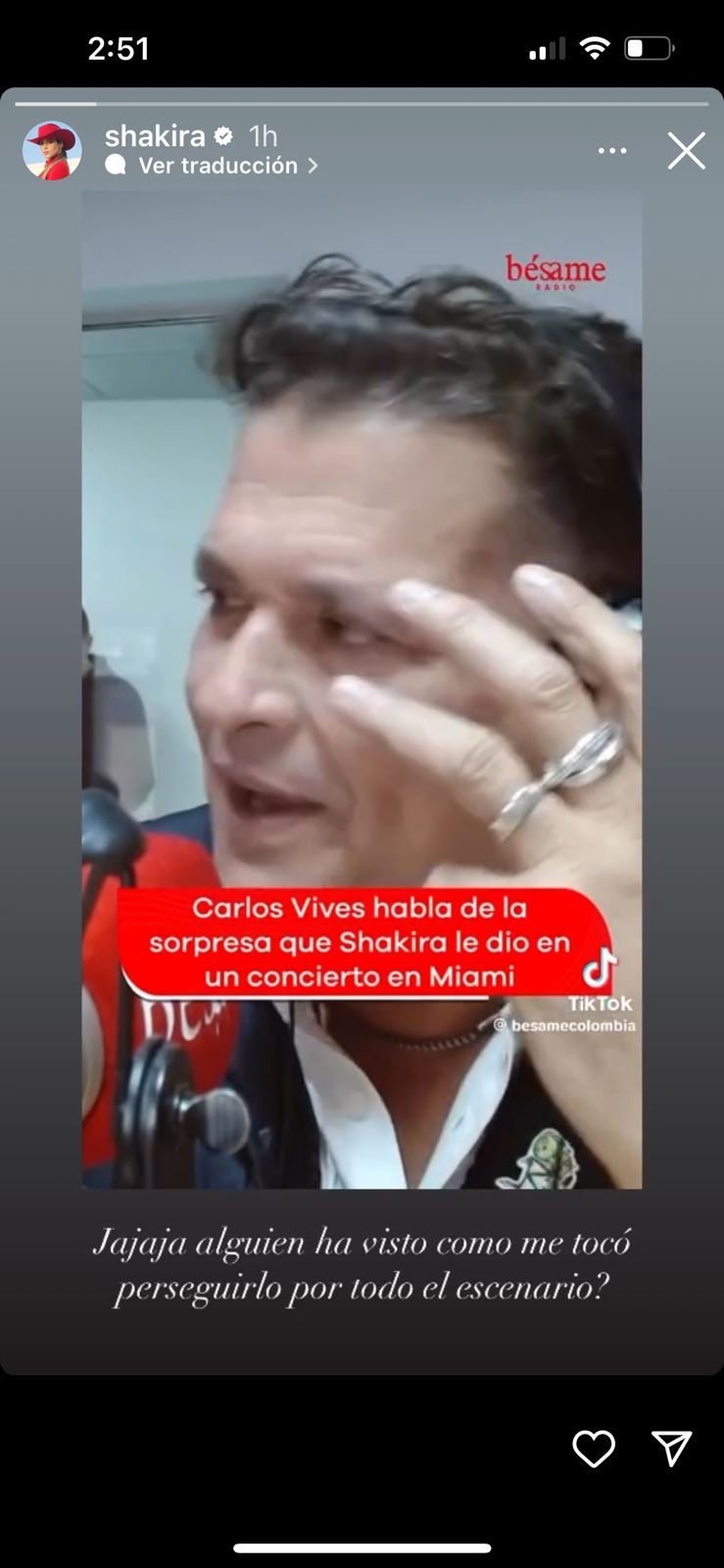 Captura de pantalla Instagram @Shakira