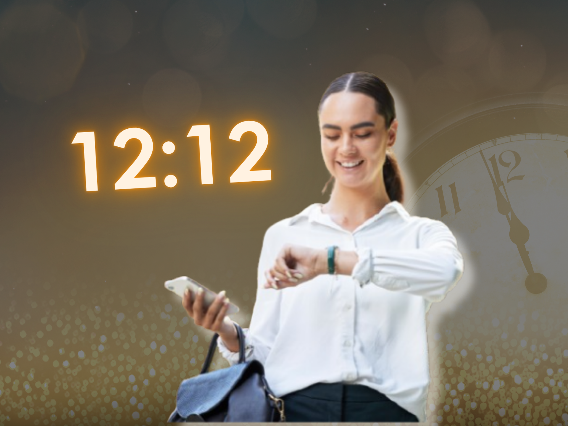 Persona mirando el reloj, encima hora 12:12 (Getty Images / montaje)