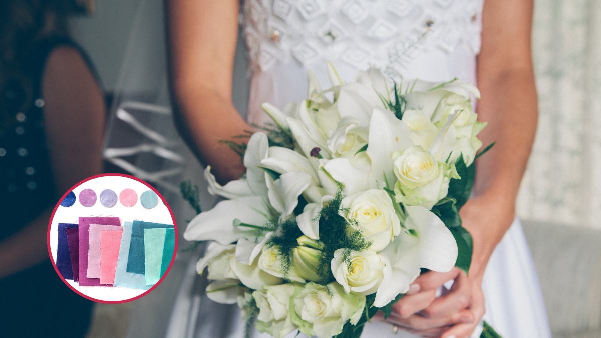 Vestido de novia y muestras de tela (Getty Images)