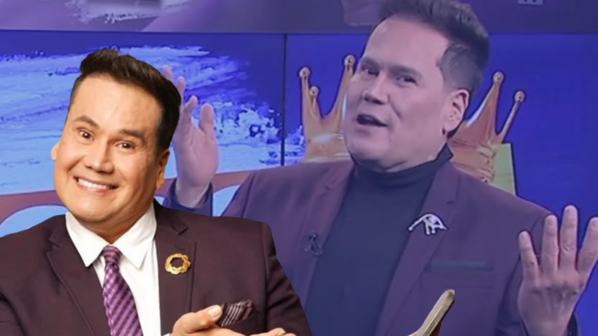 El presentador en sonriendo y en el programa de 'La corona TV'. Crédito: @Arielosorio1