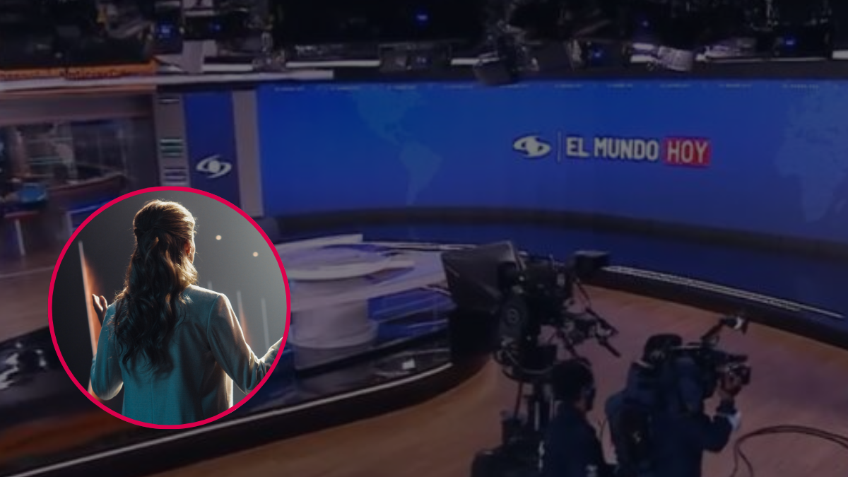 Presentadora y set de Noticias Caracol. Crédito: Noticias Caracol/ Getty images.