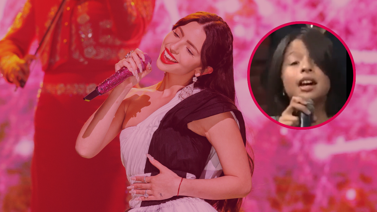 Ángela Aguilar cantando. Crédito: Getty images/ captura de trend "que suerte".