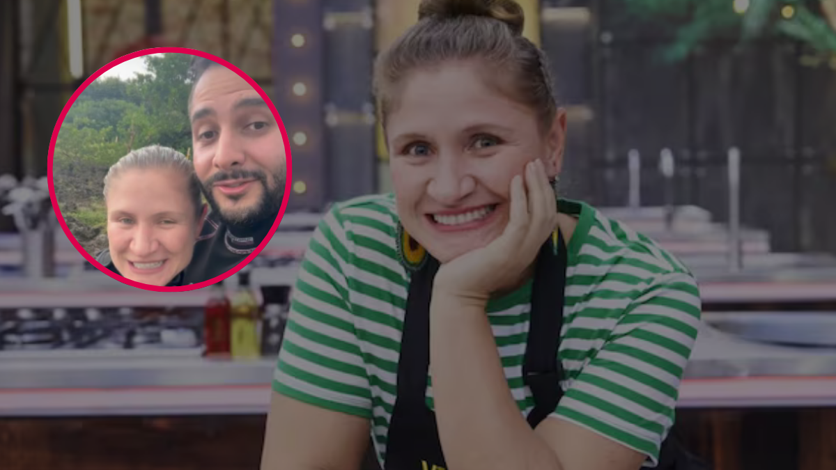 Vicky Berrío en el concurso de 'MasterChef Celebrity Colombia' y foto junto con su futuro esposo. Crédito:@vicky.berrio / @edisonboniek