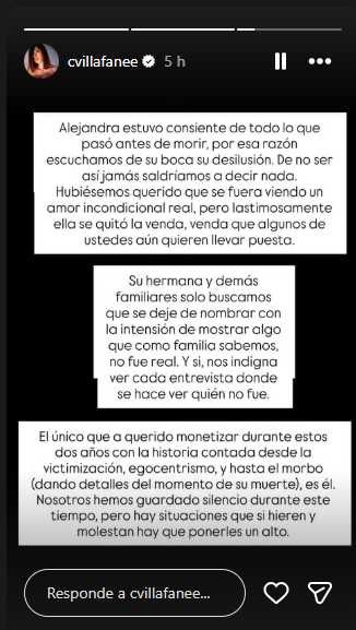 Captura de pantalla Claudia Villafañe