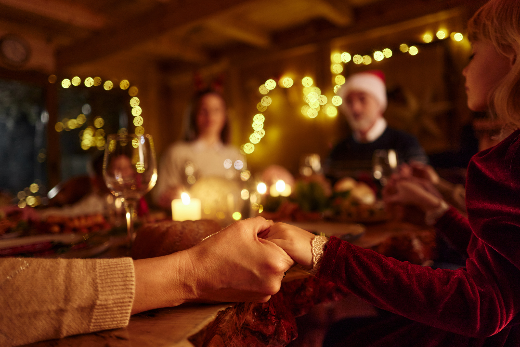 Saying grace before Christmas dinner!